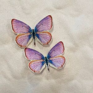 NWOT Etsy Handmade Silk Butterfly Hairclips Set of 2 Multicolor Size 2"